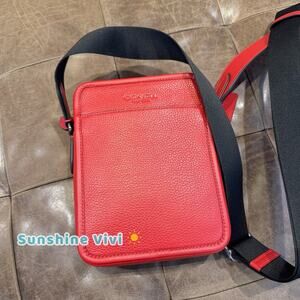 NWT Coach Men’s Sullivan Crossbody Bag Leather CAT81 Bold Red